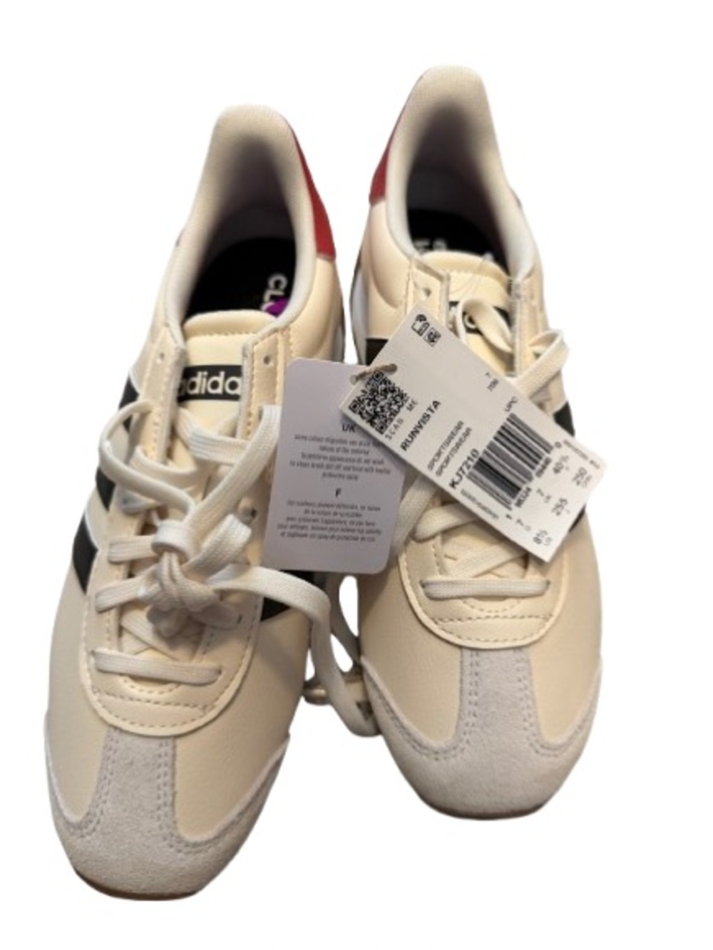 adidas Women’s Runvista Cream and Black Retro Runner with Red Heel Tab